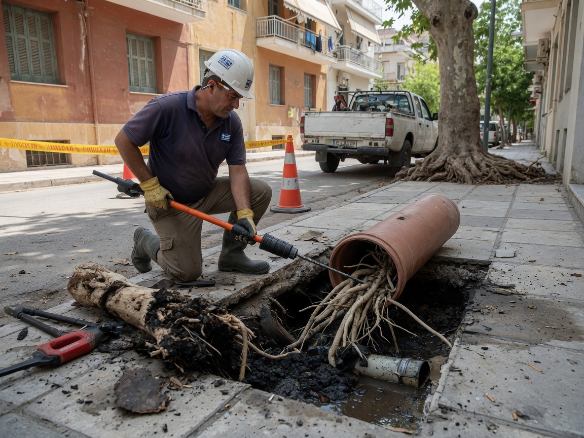 Tree Root Removal from Drains in Athens